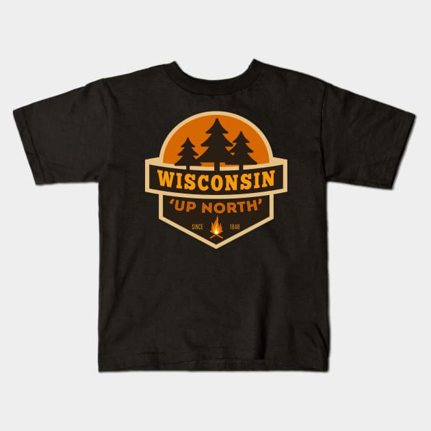 Wisconsin Up North Retro Kids T-Shirt by WearWisco